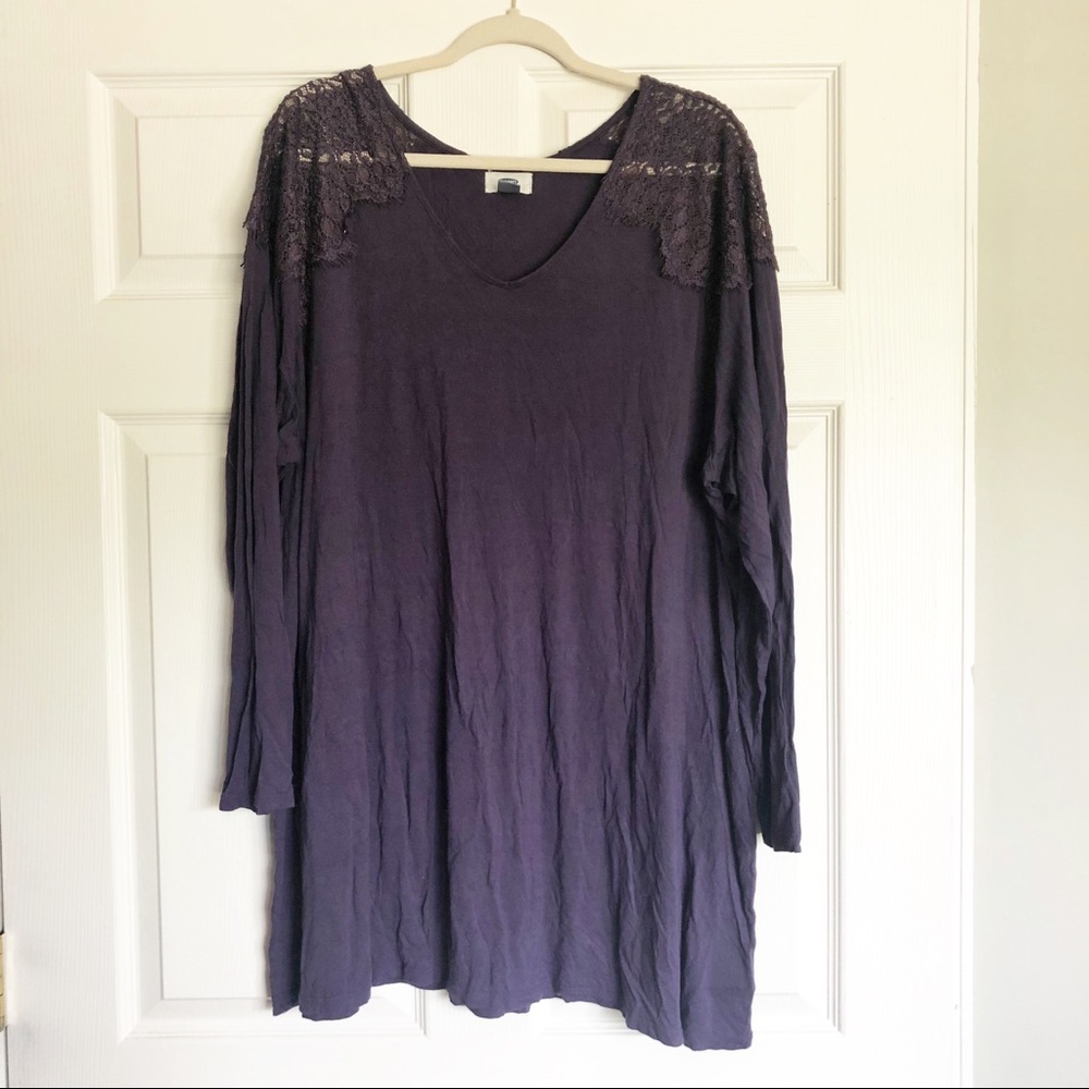Old Navy Plus Purple Lacy Shoulder Top - Size 4X